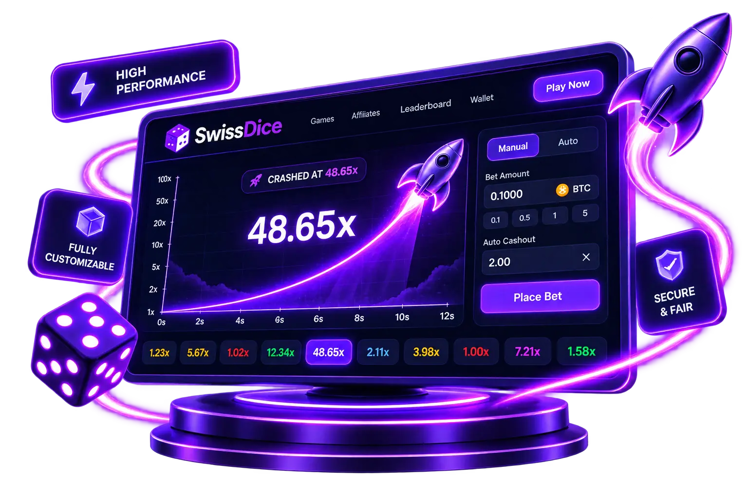 SwissDice Custom Crash Game Interface & Mathematics