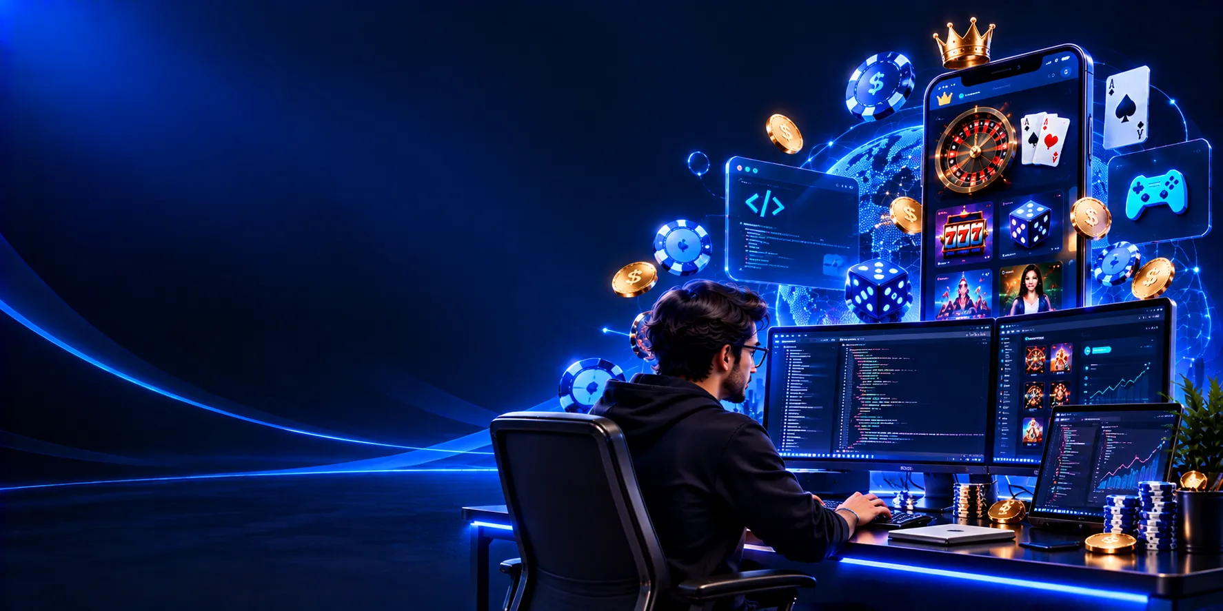 Hire Real Money Game Developers - Neon Workspace